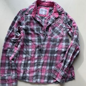 Girls plaid button up